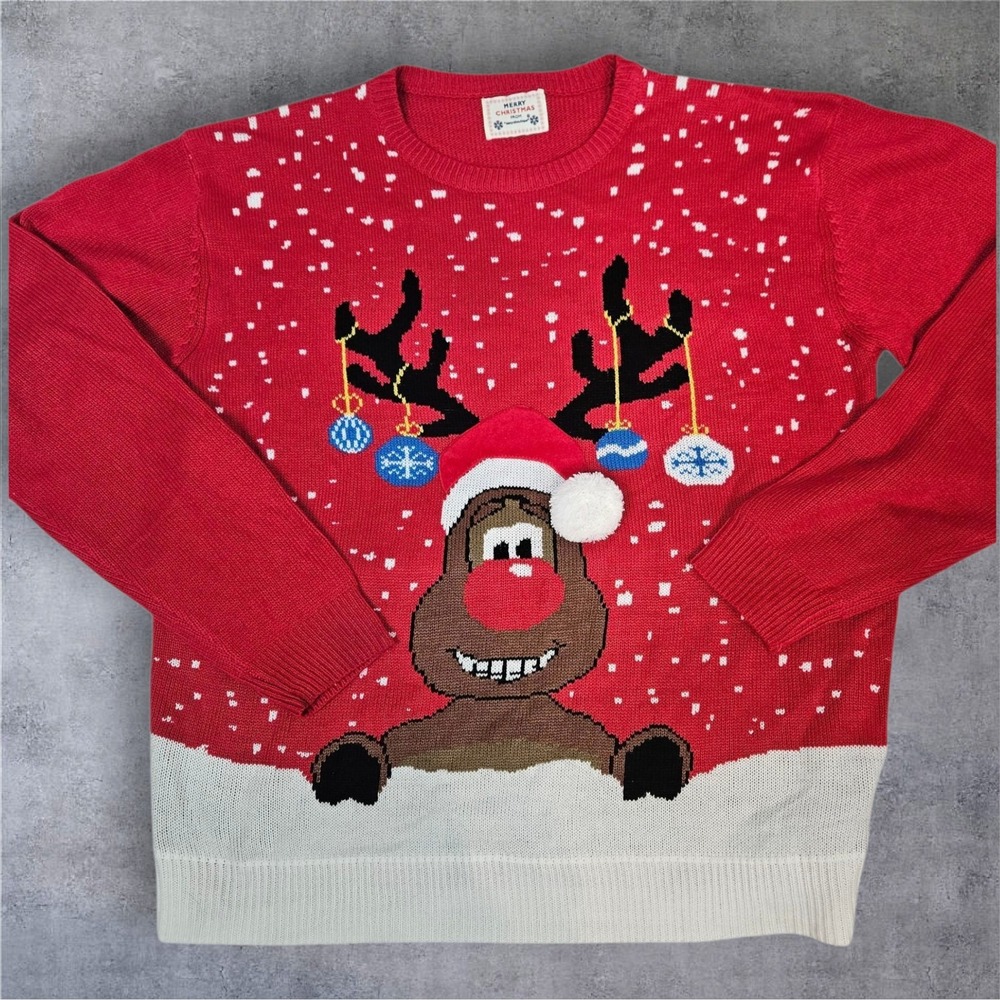 Daisys Boutique Red Reindeer Christmas Sweater Women's 3X G58